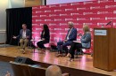 (From left to right) Don Lamb, Christy Wright, Dave Parrot, and Jillian Turner host a panel on the global impact of America's heartland.
