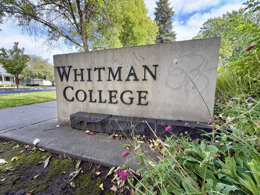 A sign of Whitman College on East Isaacs Avenue in Walla Walla in September 2026.