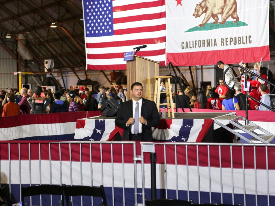 Secret service agents guarded Sanders' podium at his Los Angeles rally after he lost the California primary June 7.