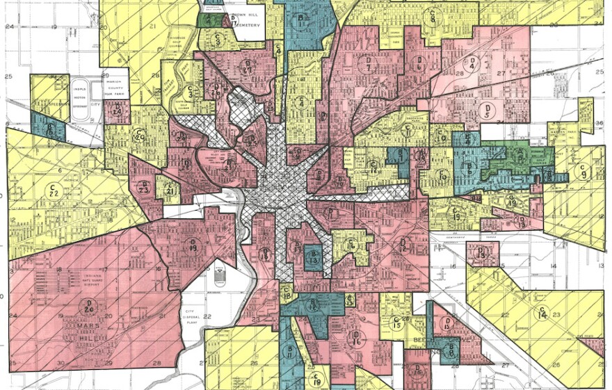 This map of Indianapolis shows redlined districts. Indiana housing organizations are weighing the pros and cons of proposed changes to the Community Reinvestment Act.
