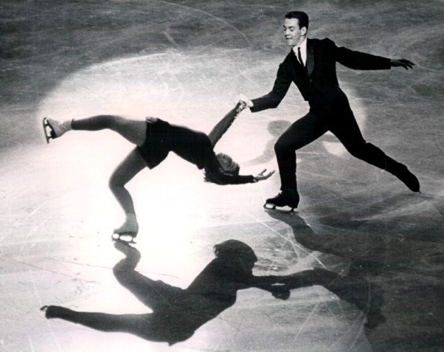 American sibling skaters Ronald and Vivian Joseph perform the "death spiral" on Oct. 26, 1963, at the World Championships. The International Olympic Committee announced this week that the Josephs, who originally placed fourth in the 1964 Winter Games in Innsbruck, Austria, were in fact the bronze medalists.