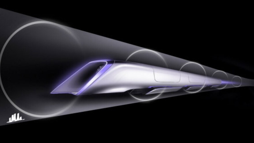 A rendering of the proposed Hyperloop's passenger transport capsule.