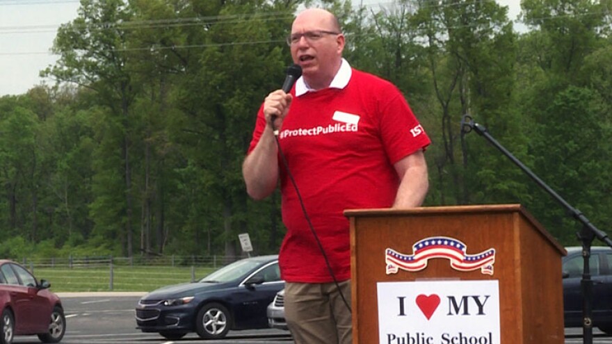 ISTA President-Elect Keith Gambill speaks at a public education rally in 2018.
