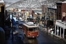 A trolley drives along Main Street during the Sundance Film Festival in Park City, Utah on Thursday, Jan. 20, 2011. (AP Photo/Danny Moloshok)