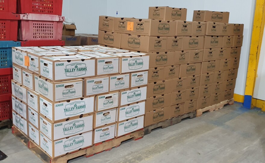 The price of cardboard was on everyone's mind in this conversation about tariffs. The Talley Farms Veg boxes were among those affected by the tariffs.