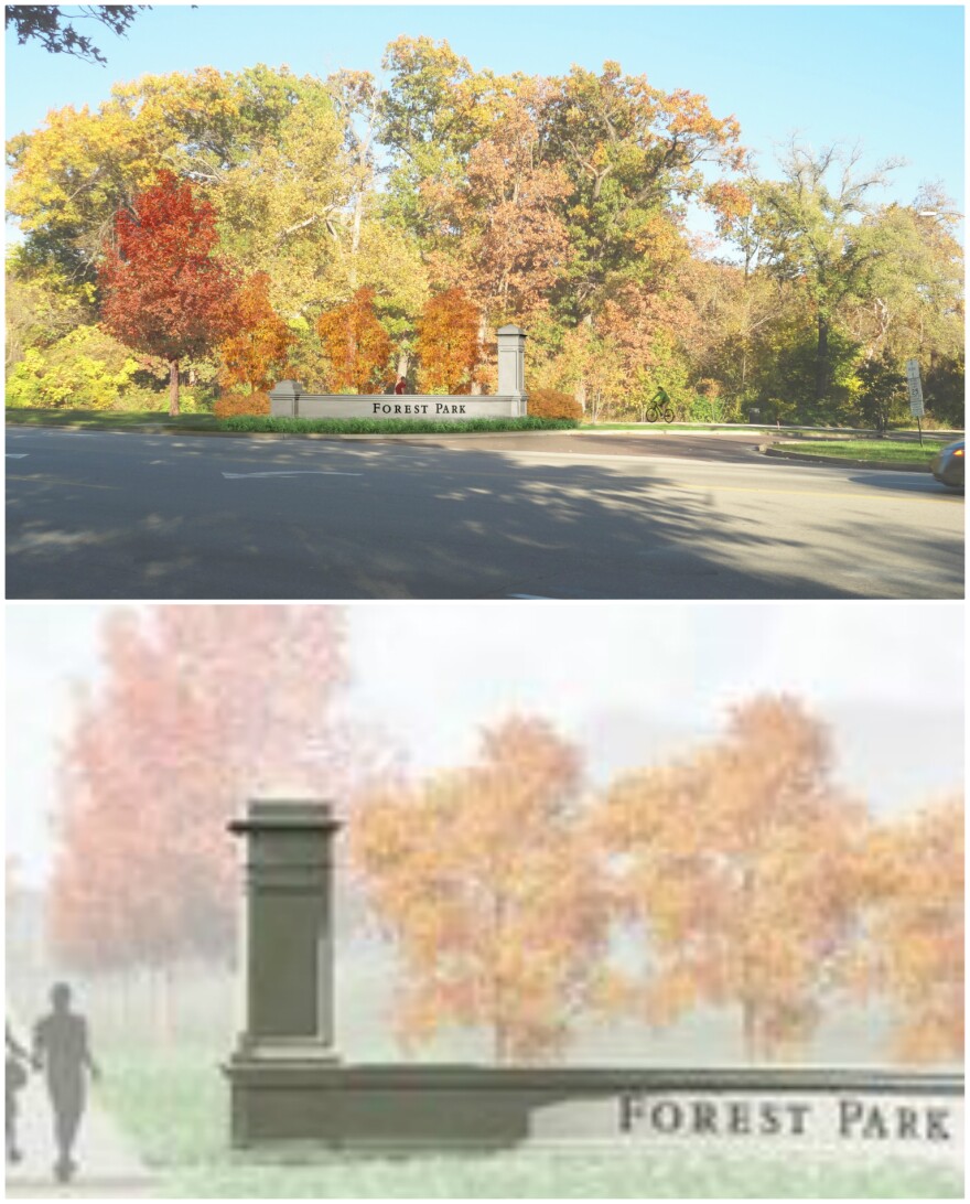 The Forest Park entrance markers will be slightly different depending on the location.