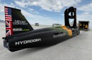 The JCB Hydromax sits on the Bonneville Salt Flats in Wendover, Utah, where Andy Green aims to drive it to a land speed record for cars powered by hydrogen internal combustion engines, Monday, Aug. 10, 2026.