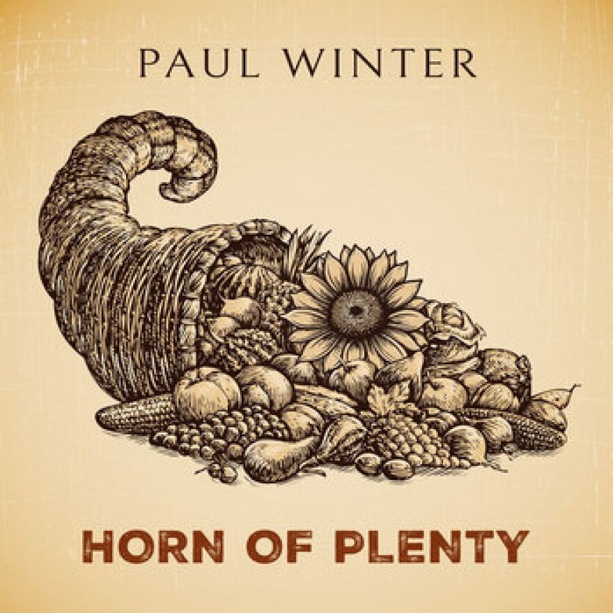 Album art for Horn of Plenty, featuring the title and a sepia-toned cornucopia