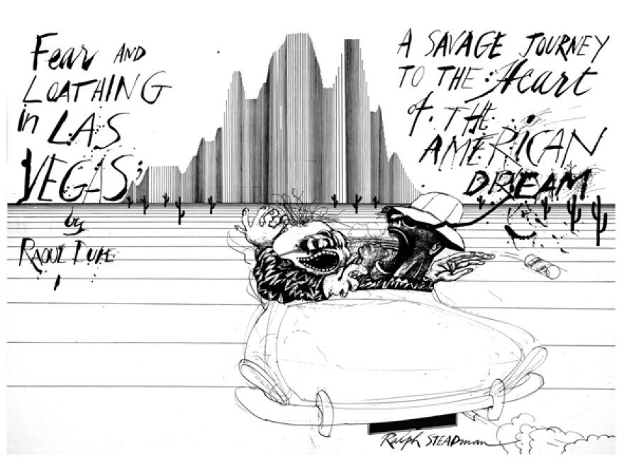 Steadman's trademark style became inseparable from Thompson's writing, particularly the book <em>Fear and Loathing in Las Vegas</em>.