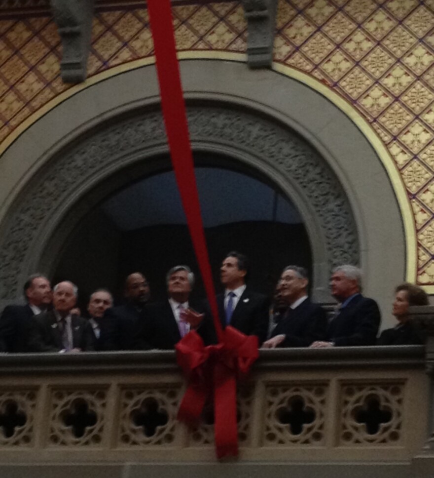 Cuomo and Legislative Leaders cut ribbon to unveil Capitol renovations prior to State of State speech Wednesday