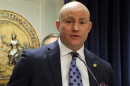 North Carolina state Sen. Danny Britt, a Robeson County Republican, promotes his legislation easing gun access requirements at the Legislative Building in Raleigh, N.C., on Tuesday, Feb. 14, 2023. Britt said his bill would do away with the arbitrary requirement that a gun buyer obtain a permit from the county sheriff before purchasing a pistol. (AP Photo/Hannah Schoenbaum)
