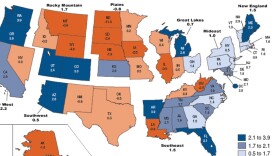 A breakdown of GDP growth rates by state and region.