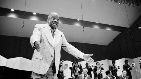 Count Basie takes a bow during his encore performance at New York?s Carnegie Hall in New York on Friday, July 1, 1977. The band performance was part of the Newport Jazz Festival. (AP Photo/CRP)