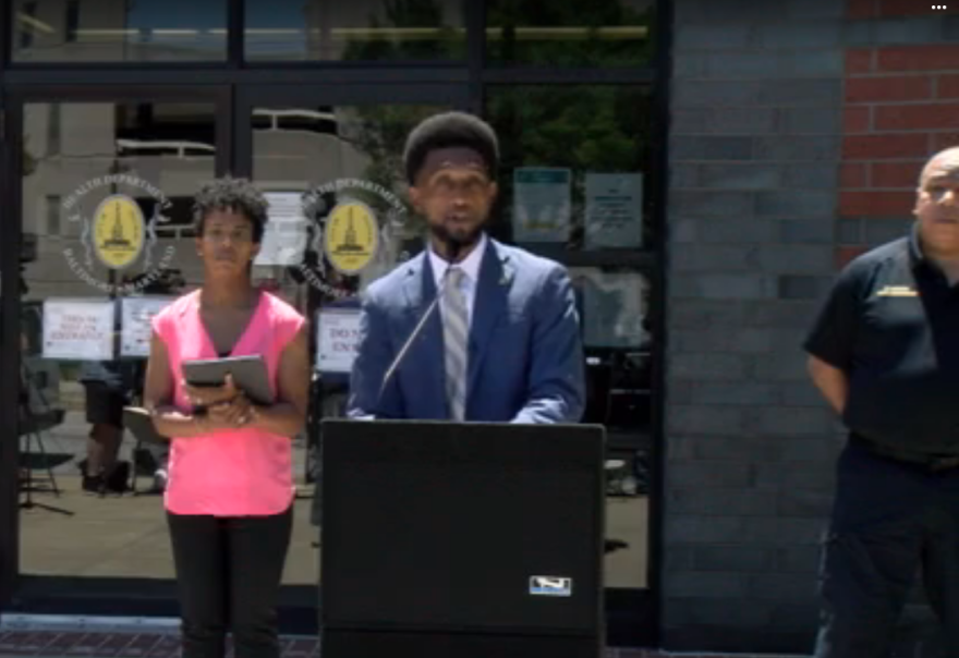 Mayor Brandon Scott speaks at a Wednesday news conference.