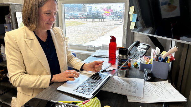 Anna Cole, interim superintendent for the Roaring Fork School District, works from her office in Carbondale on Nov. 15, 2023. Cole helped finalize the scope and sequence of the 3R health curriculum.