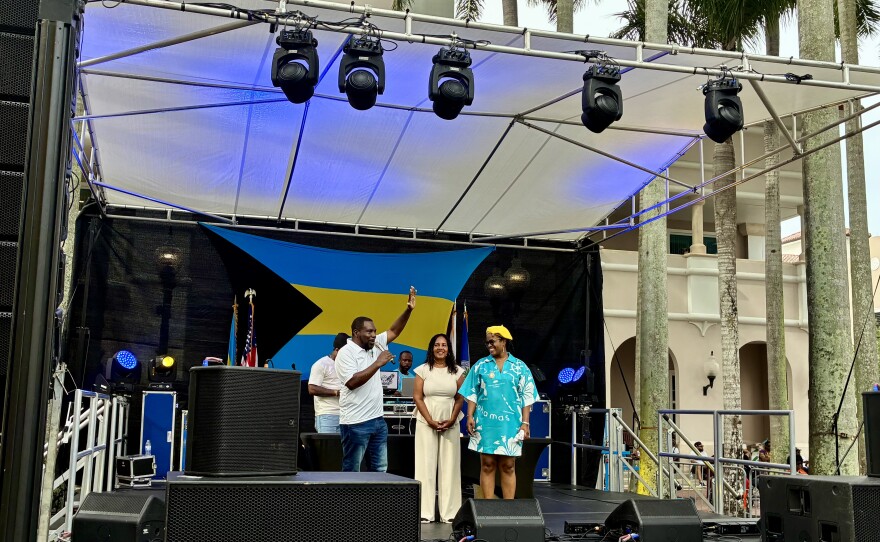 Commissioner Maxwell B. Chambers (far left) acknowledges the work of Commissioner Avril Cherasard (far right), who brought this festival to Miramar.