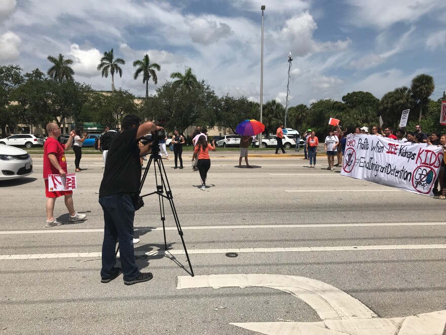 The Broward County Sherriff's Office threatened to arrest some of the protestors after they blocked traffic for several minutes.