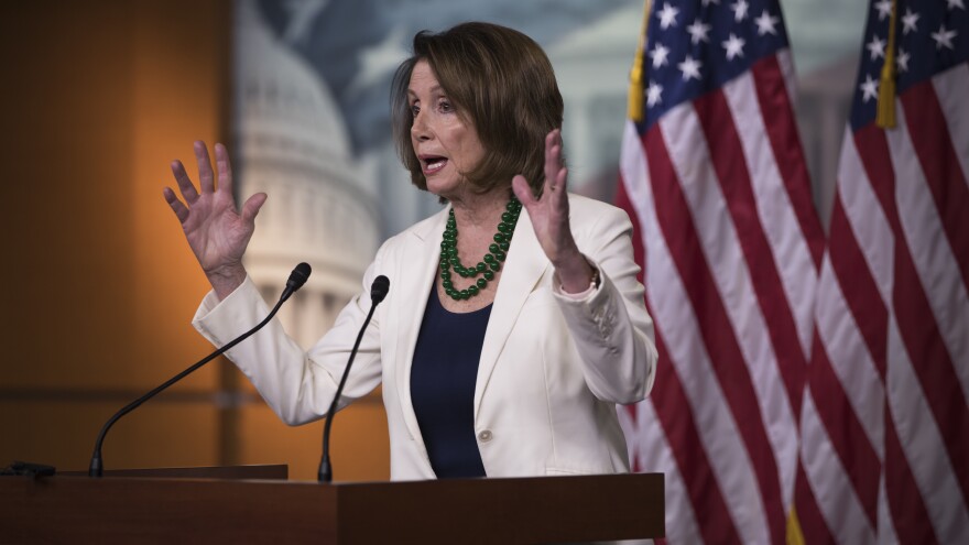 House Minority Leader Nancy Pelosi, D-Calif., at a news conference on Thursday, where she called the Pennsylvania special election this week an "upset" win and hopes that Democrat Conor Lamb will be sworn in soon.