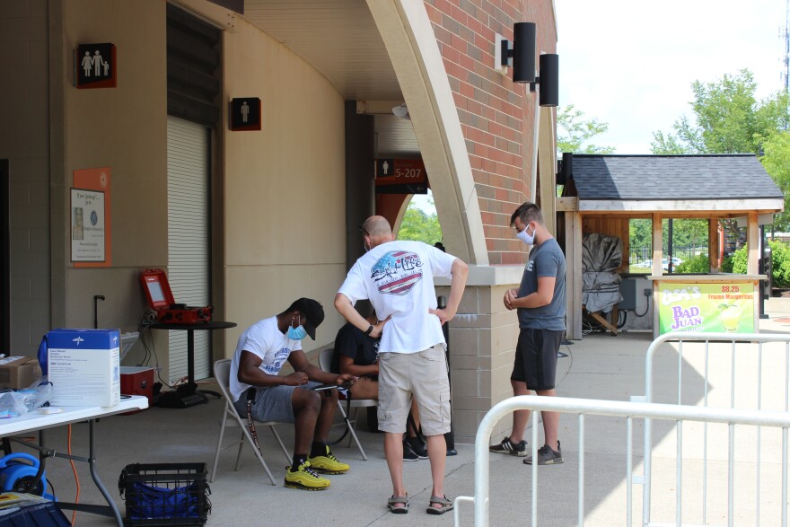 People could fill out the consent form online beforehand or in person with the help of staff at the COVID-19 pop-up testing on Thursday.