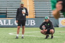 Chris Taylor and Vermont Green FC sporting director Adam Pfeifer at Burlington's Virtue Field.