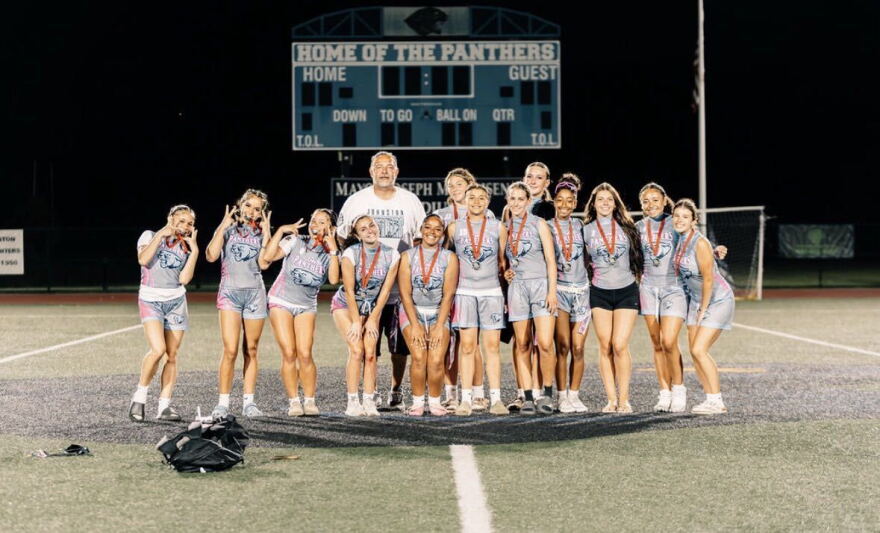 Members of the Johnston Senior High school flag football team.