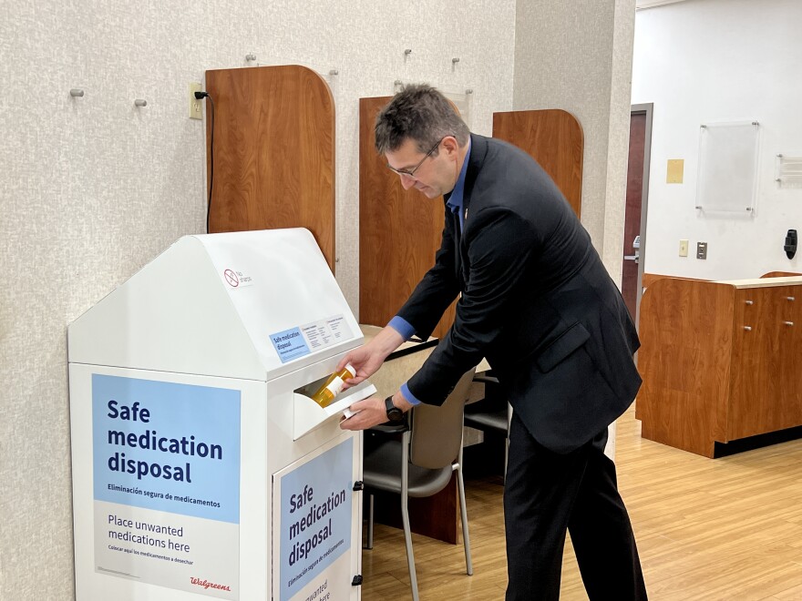 New Castle County Executive Matt Meyer participates in April's Drug Takeback Day.