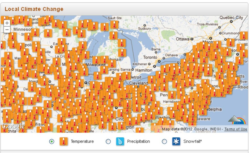 On the Weather Underground's climate page, you can select a weather station near you to see how things have changed.