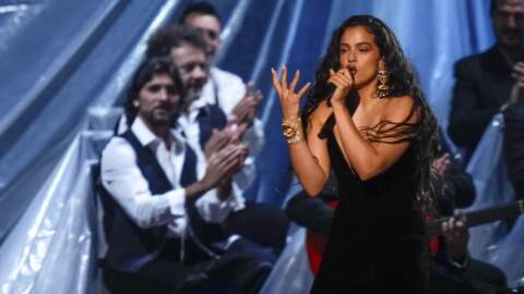 Rosalia performs during the 24th annual Latin Grammy Awards in Seville, Spain, Thursday, Nov. 16, 2023. (Jose Breton/Invision/AP)