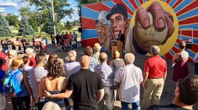 The "Left Hander for Life" mural was dedicated in 2017 on the side of Clark's Sporting Goods on South B Street in Hamilton.