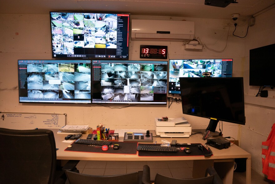 The "war room" headquarters of the security squad of the community of Rishpon, in central Israel.