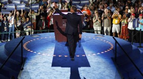 Barack Obama accepts the Democratic presidential nomination at the 2008 Democratic National Convention on Aug. 28, 2008, in Denver.