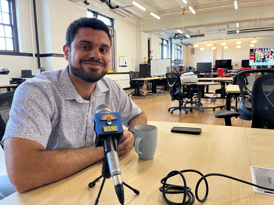 Emboa Medical CEO Ángel Enríquez at the Central Ave Business Improvement District’s STEAM Garden, August 2025.