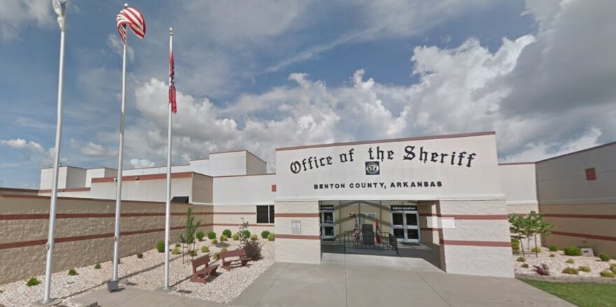 Outside the Benton County Sherriff office where McCollum was booked on charges of domestic violence.