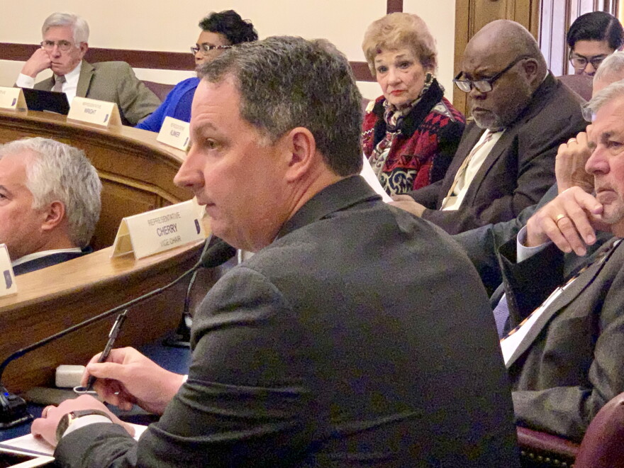 House Ways and Means Co-Chair Rep. Todd Huston (R-Fishers) listens to discussion of the gaming bill.