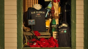 A store window, Saturday, June 11, 2002, in Bar Harbor, Maine.