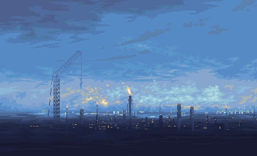 Art of the refinery in the game, NORCO. The game is now out to buy on Steam and other platforms.