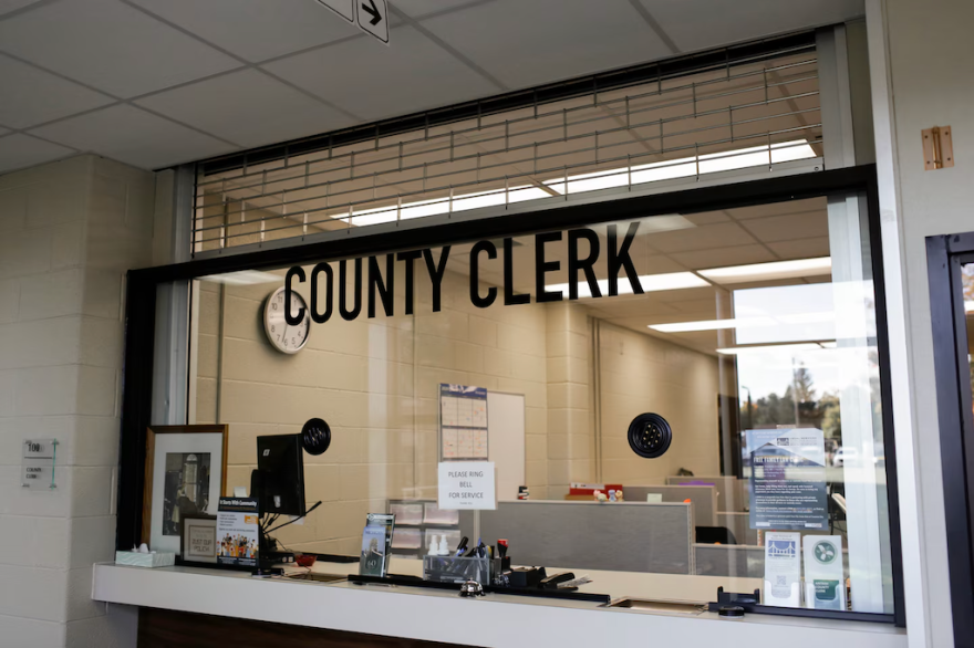 The county clerk's office in the Antrim County government building in Bellaire, Michigan. (Photo: Kristen Norman for Votebeat)