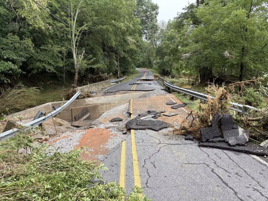 Road damage in Surry County