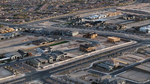 Homes are seen under construction Monday, Feb. 2, 2026, in Las Vegas. (AP Photo/John Locher)