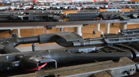 Buffalo police show some of 437 illegal firearms seized since January 2026.
