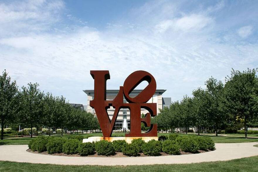Robert Indiana's LOVE sculpture outside the Indianapolis Museum of Art