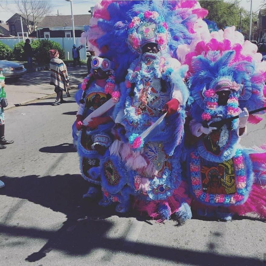 Spyboy Horace Anderson of the Creole Wild West in his suit