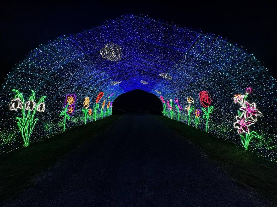 Drive through tunnels and marvel at light displays at Stone Hedge Golf Course.