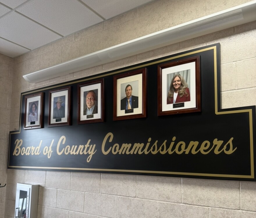 Portraits of the current Board of County Commissioners in Bradford County. (Madison Ginsberg/WUFT News)