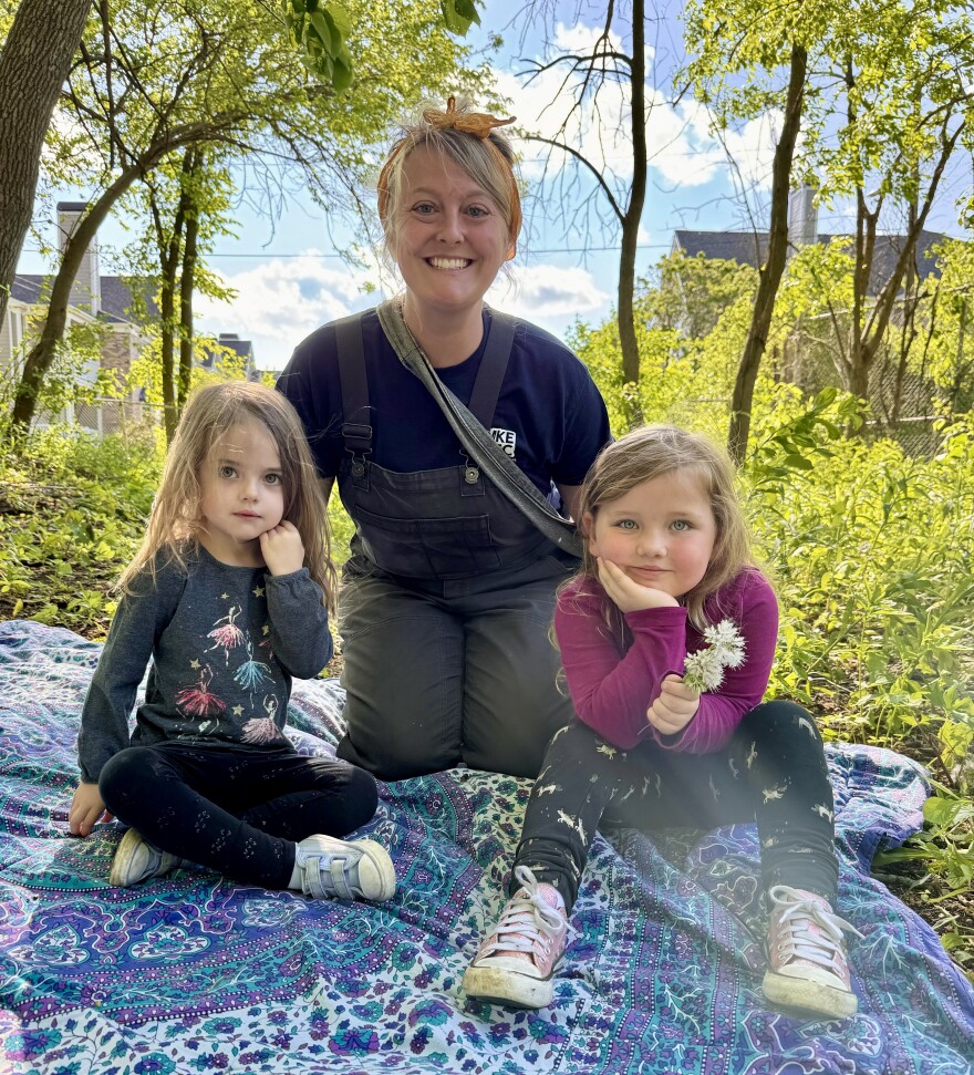 Stef La Haye with little naturalists Mae and Sage Montgomery