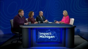 Pictured left to right: Dan Gilmartin, Amy Hovey, Eric Lupher speaking to "Impact Michigan" host Sheri Jones.