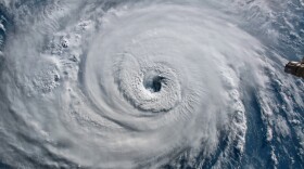 Satellite view. Hurricane Florence over the Atlantics close to the US coast . Elements of this image furnished by NASA.