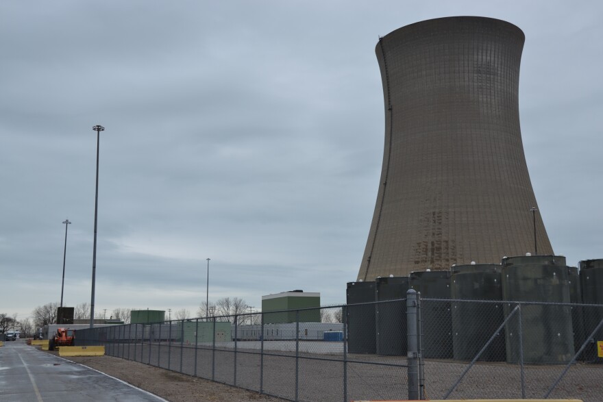 A photo of a nuclear cooling tower