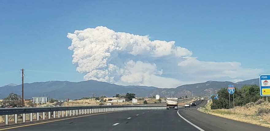 The smoke plume over the Calf Canyon/Hermits Peak fire grew Tuesday amid winds and hot, dry weather increasing the fire's activity.