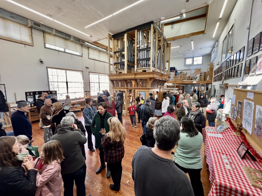 The "Opus 88" organ sits in the center of the Taylor and Boody organ shop near Staunton during a send-off event on February 8.